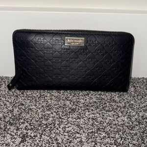 Kate Spade Black Quilted Logo Zip Wallet